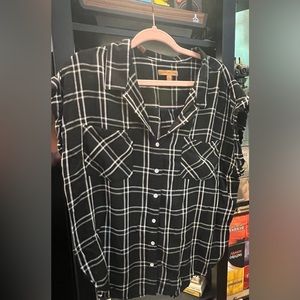 Jachs Girlfriend Cap Sleeve Button Down Plaid Shirt XXL